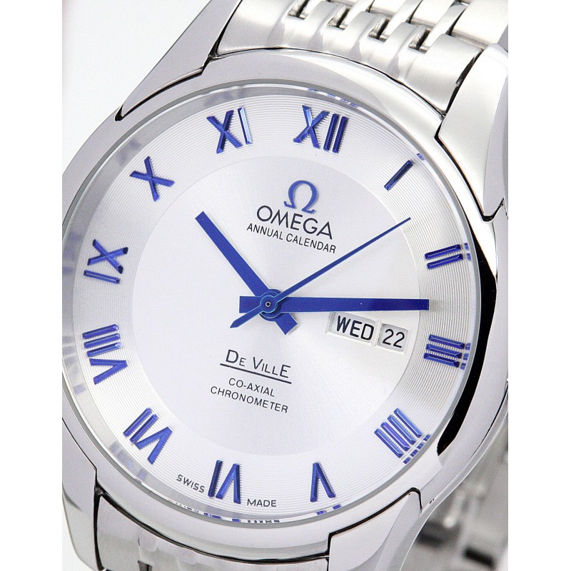 41 MM White Dials Omega De Ville Hour Vision Fake Watches With Steel Cases For Men