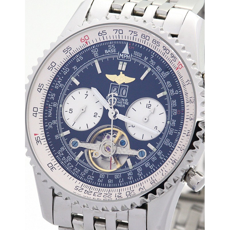 46 MM Blue Dials Breitling Navitimer World A24322 Replica Watches With Steel Cases For Men