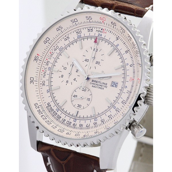 46 MM White Dials Breitling Navitimer World A24322 Replica Watches With Steel Cases For Men