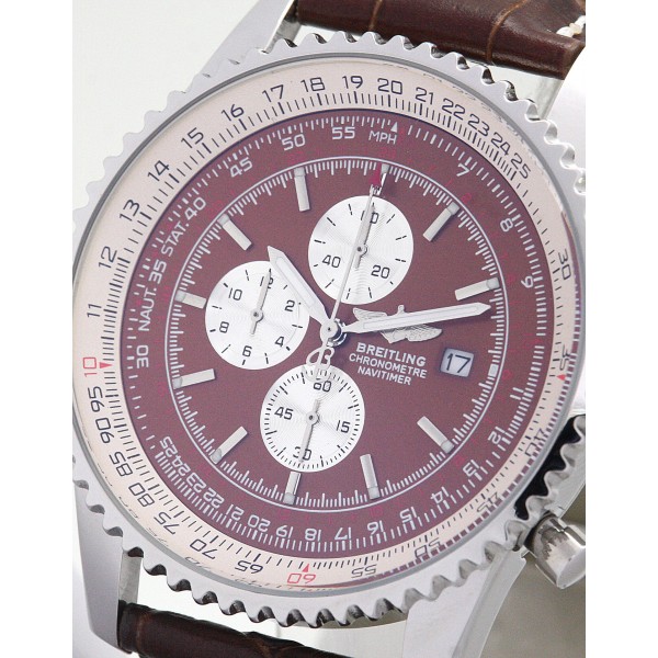 46 MM Brown Dials Breitling Navitimer World A24322 Men Replica Watches With Steel Cases