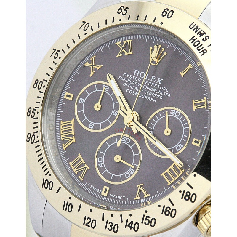 40 MM Dark Brown Dials Rolex Daytona 116523 Replica Watches With Steel & Gold Cases For Men