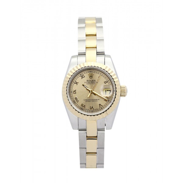 26 MM Gold Dials Rolex Datejust Lady Replica Watches With Steel & Gold Cases For Women