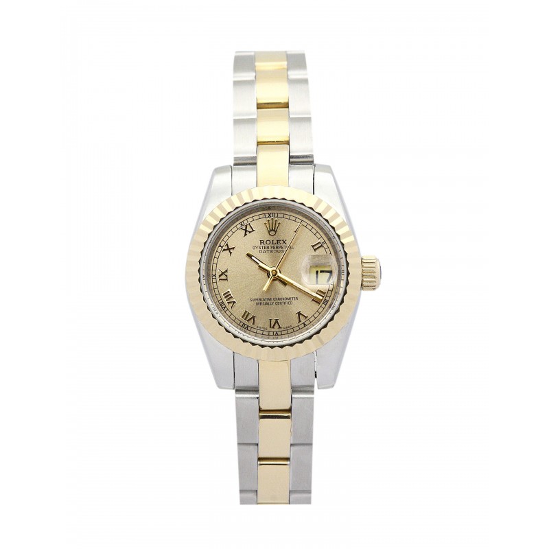 26 MM Gold Dials Rolex Datejust Lady Replica Watches With Steel & Gold Cases For Women