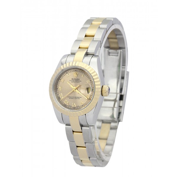 26 MM Gold Dials Rolex Datejust Lady Replica Watches With Steel & Gold Cases For Women